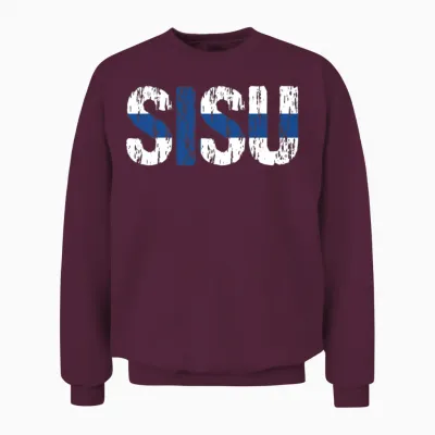 Sisu Finnish Flag Distressed Suomi Unisex Sweatshirt - Maroon
