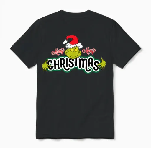 Dr. Seuss Grinch Hugs Christmas Short Sleeve Unisex T-Shirt in Black