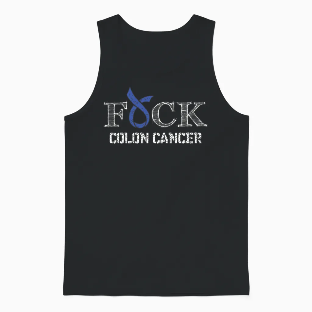 F+ck- Colon Cancer Awareness Ribbon Unisex Tank Top in Black