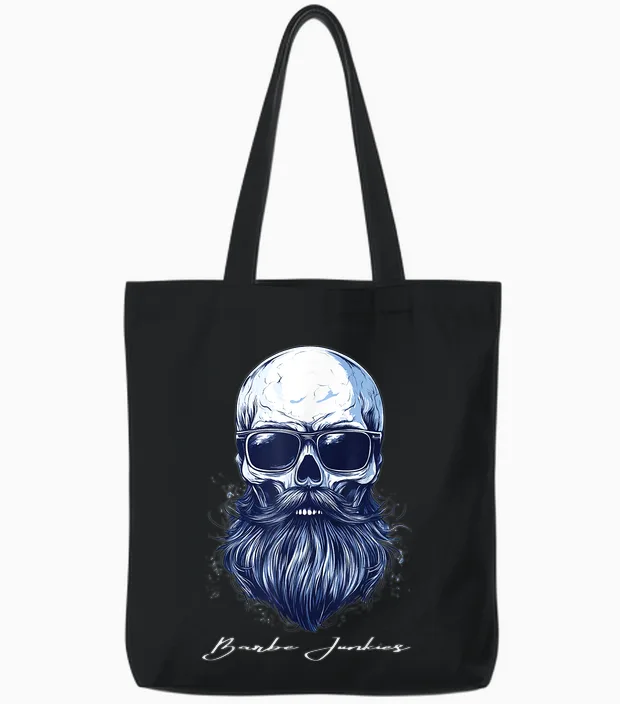 Beard Bearded Skull Skull Gift T-Shirt, Black, S Tote Bags in Black