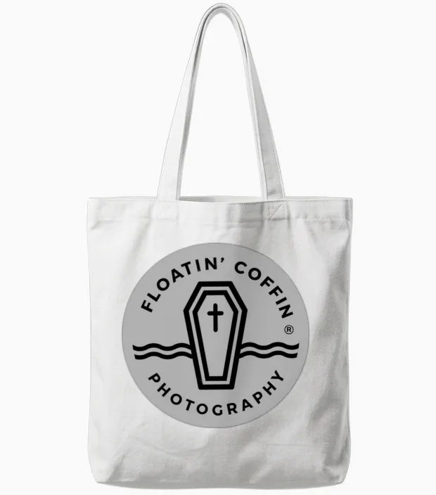 Floatin Coffin Photography Tote Bags in White