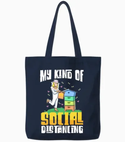 Beekeeper Social Distance Humor Tote Bags - Navy