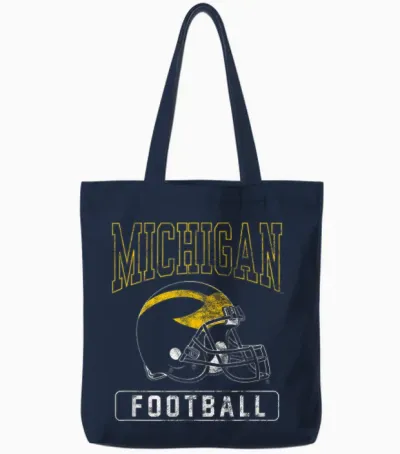 University of Michigan Wolverines U of M Football Helmet Tote Bags - Navy