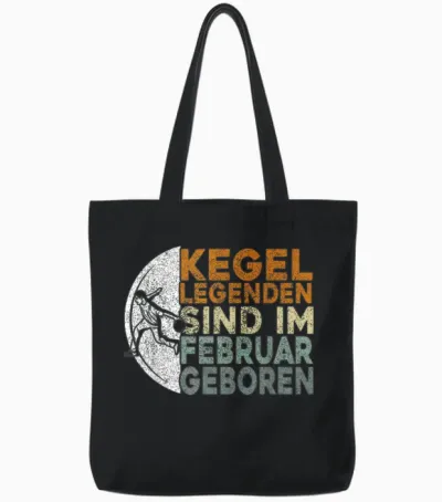 Men's Kegel Legends Are Born in February, Kegeln Birthday T-Shirt, Black Tote Bags - Black