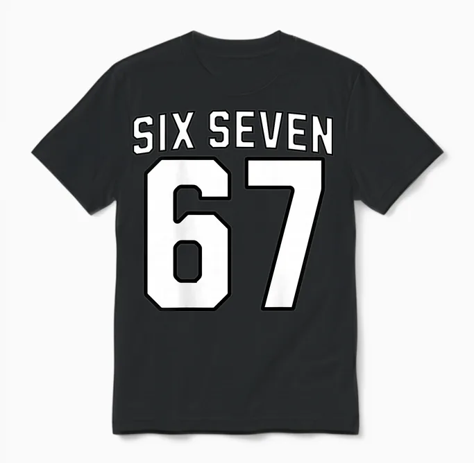 Six Seven Meme 67 Sports Jersey for Boys Girls Kids Teens Unisex T-Shirt in Black
