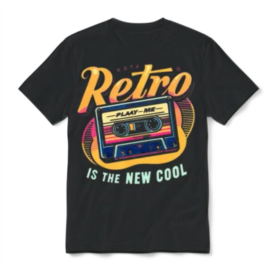 Retro Cool Cassette Unisex T-Shirt - Black
