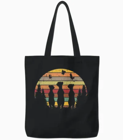 Meerkat Vintage Retro Tote Bags - Black