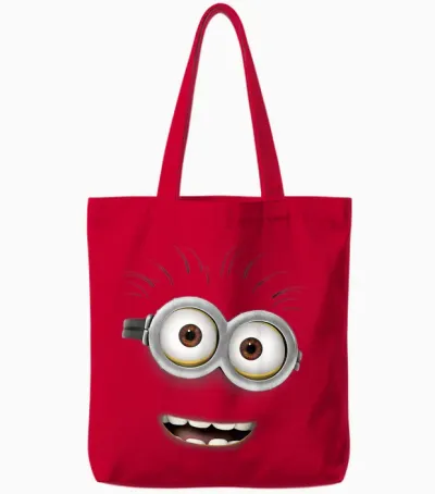 Despicable Me Minions Phil Face Graphic Tote Bags - Red