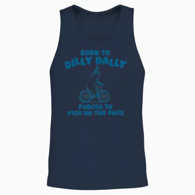 Born to Funny Retro Bear Unisex Tank Top - Navy