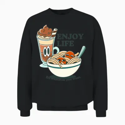 Retro Noodles and Milkshake Unisex Sweatshirt - Black