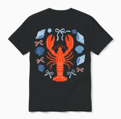 Noeud Coquette Homard Coquillage Unisex T-Shirt - Black