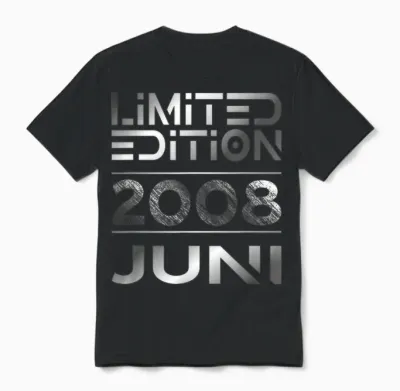 Limited Edition Juni 2008 Junge Mädchen 18. Geburtstag Unisex T-Shirt - Black