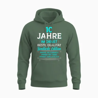 10 Year Service Anniversary Company Anniversary Work Anniversary T-Shirt, Black Unisex Hoodie - Military Green