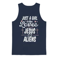 Christian Christianity Humor Alien Jesus Unisex Tank Top - Navy – 1