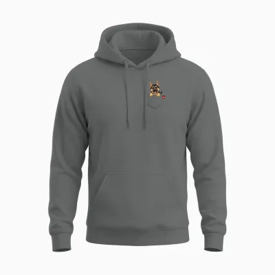 Dog German Shepherd Dog in Pocket Looking Cute Puppy Unisex Hoodie - Graphite Heather