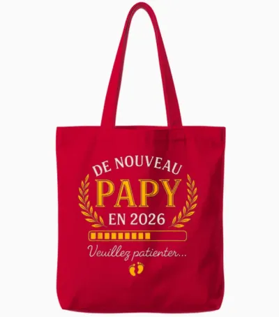 Announcement Grandpa Pregnancy Humour Grand Père Encore Papi 2026 Tote Bags - Red