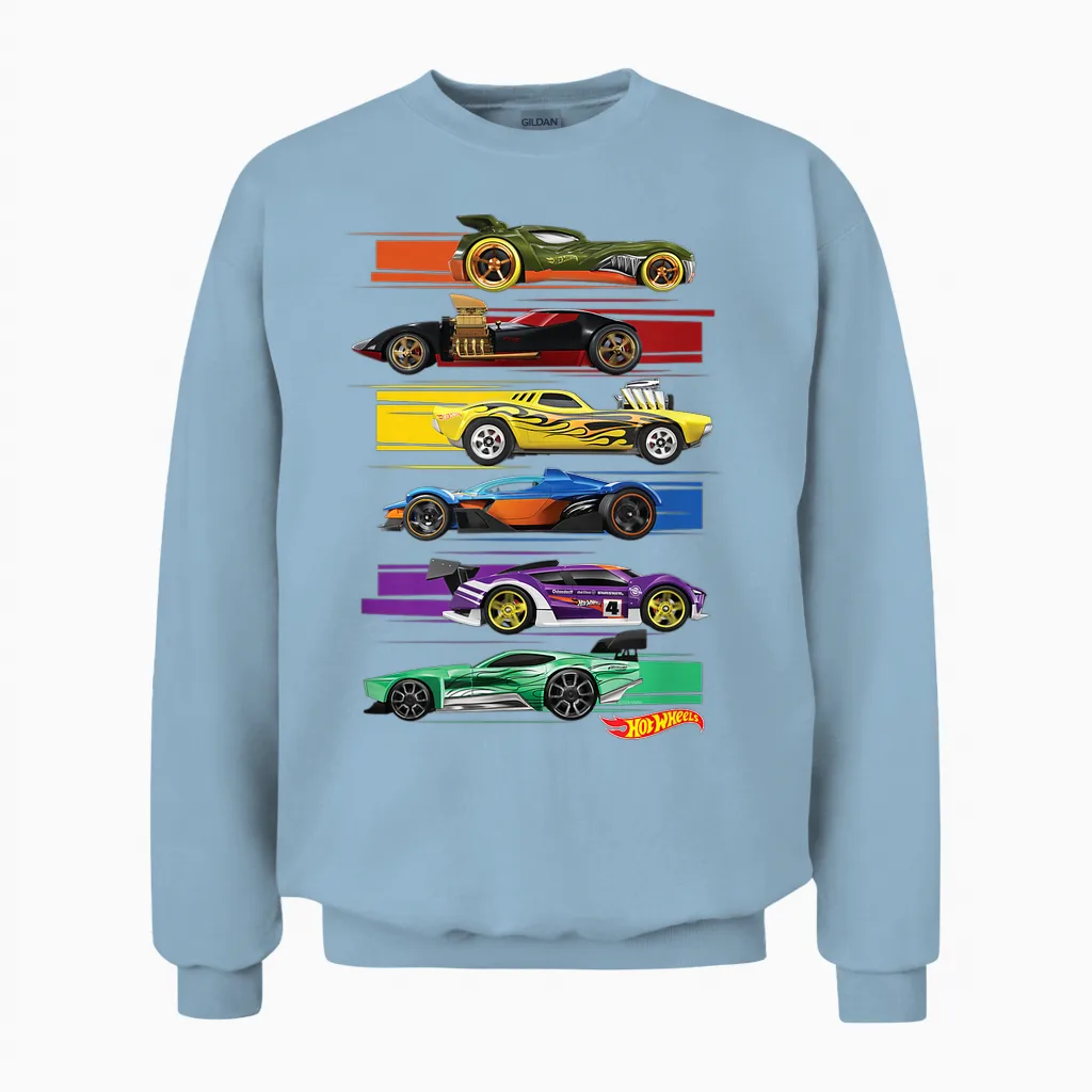 Hot Wheels Multi Car - Cars & Muscle Unisex Sweatshirt in Light Blue