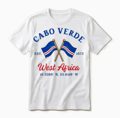 Cabo Verde Cabo Verde Wurzelkreuz Flagge Unisex T-Shirt - White