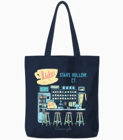 Gilmore Girls Pastel Luke's Counter Sketch Tv Show Tote Bags - Navy