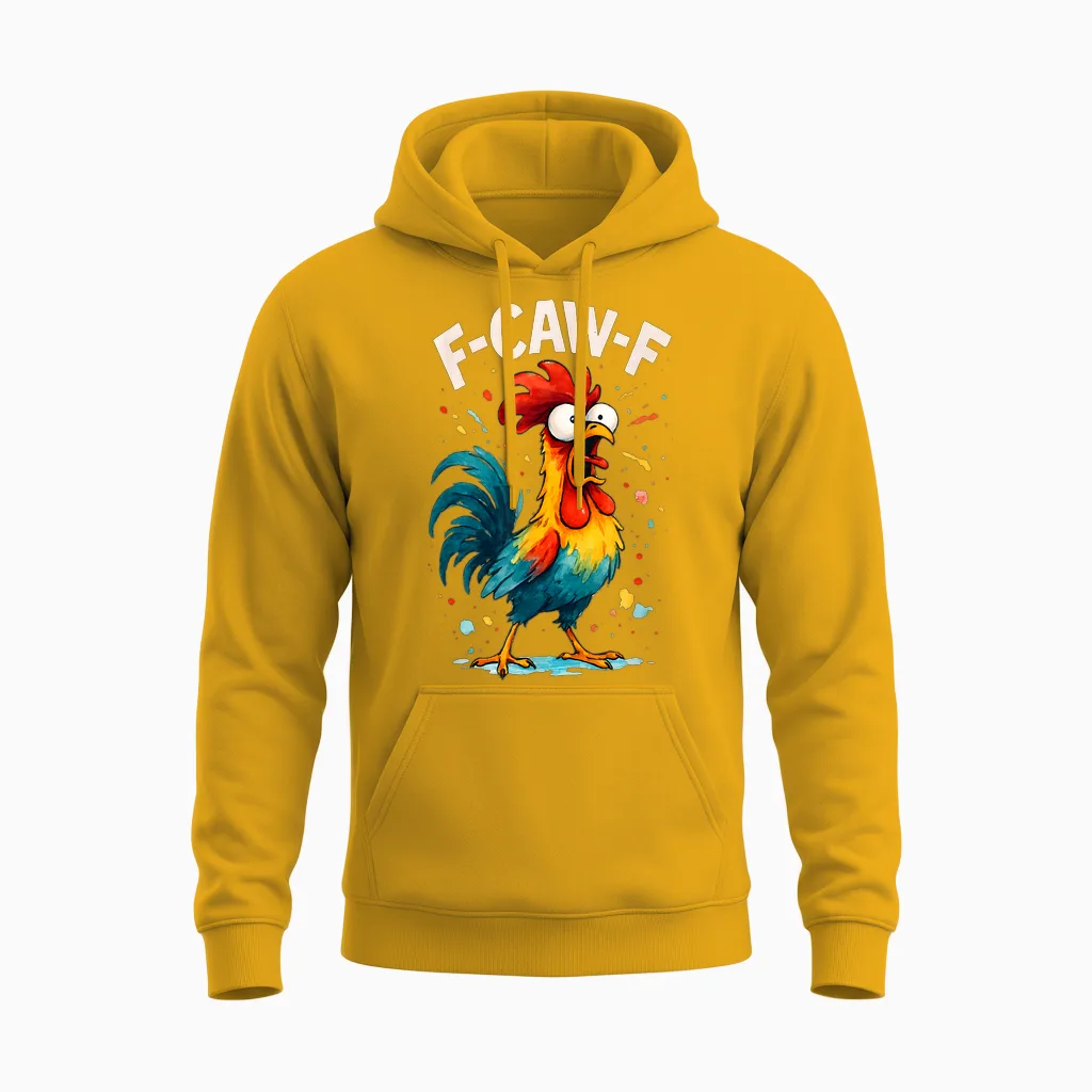 F Caw F Chicken Funny Rooster Meme Graphic Novelty for Men and Women Unisex Hoodie in Gold