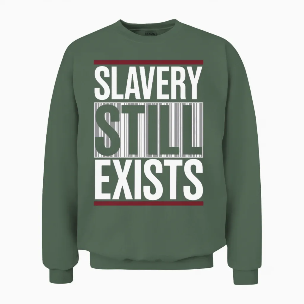 Human Trafficking Awareness Stop Exploitation Unisex Sweatshirt in Military Green