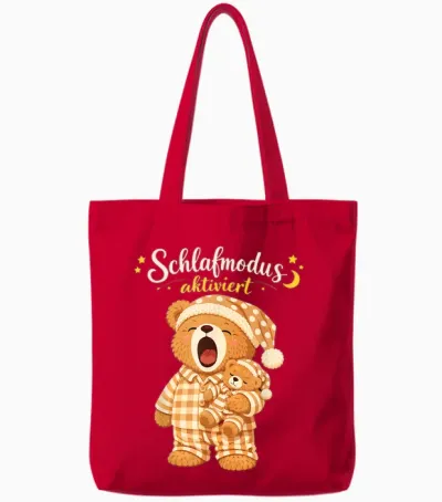 Schlafshirt Nacht Schlafen Schlafanzug Teddybär Schlaf Tote Bags - Red