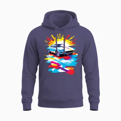 Retro Car Asthetic Design Unisex Hoodie - Heather Sport Dark Navy
