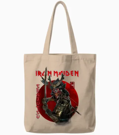 Iron Maiden Circle Red Senjutsu Eddie Tote Bags - Natural