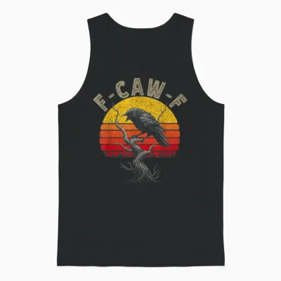 Black Crow F-Caw-F Full Moon Gothic Witchy Humor Für Erwachsene Herren Unisex Tank Top - Black
