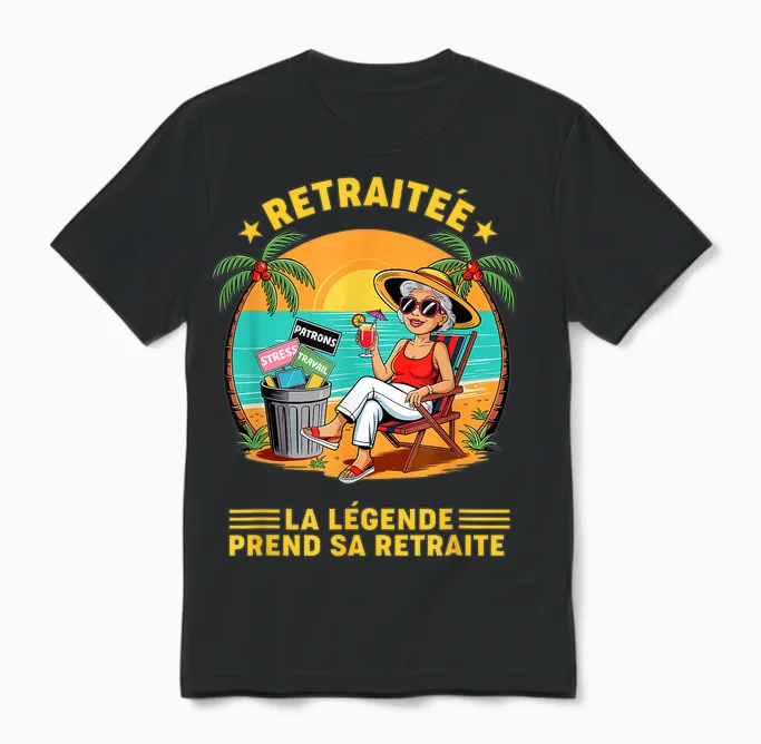 Retirement Retired Woman Leaving Collegue Work Humor Unisex T-Shirt in Black