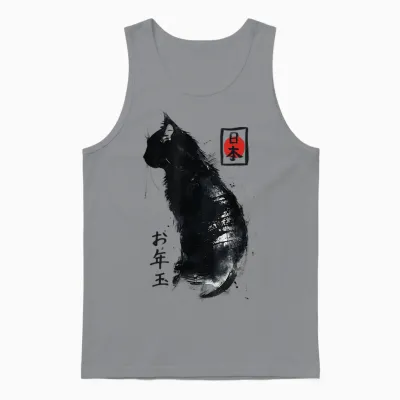 Japanese Ink Japan Lover Anime Manga Black Cat Ink Japan Cat Unisex Tank Top - Sport Grey