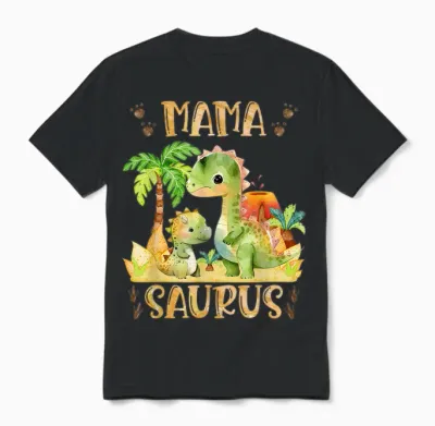 Mamasaurus Muttertag Mama Dinosaurier Mama Saurus Mütter Unisex T-Shirt - Black