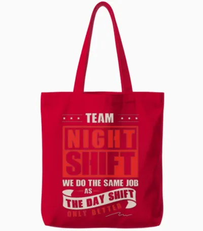 Night Shift Funny Employee Shift Worker Tote Bags - Red