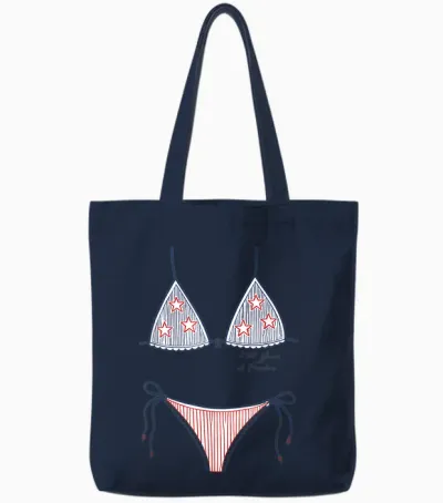 Bikini American Flag Cover-Up, 4th of July Usa Patriotic Tote Bags - Navy