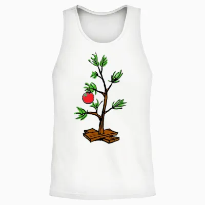 Peanuts Charlie Brown Holiday Tree Short Sleeve Unisex Tank Top - White