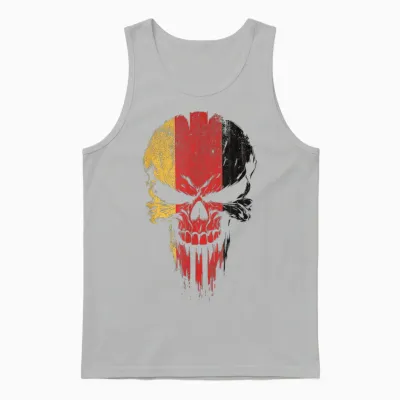 German Flag Skull Unisex Tank Top - Ash