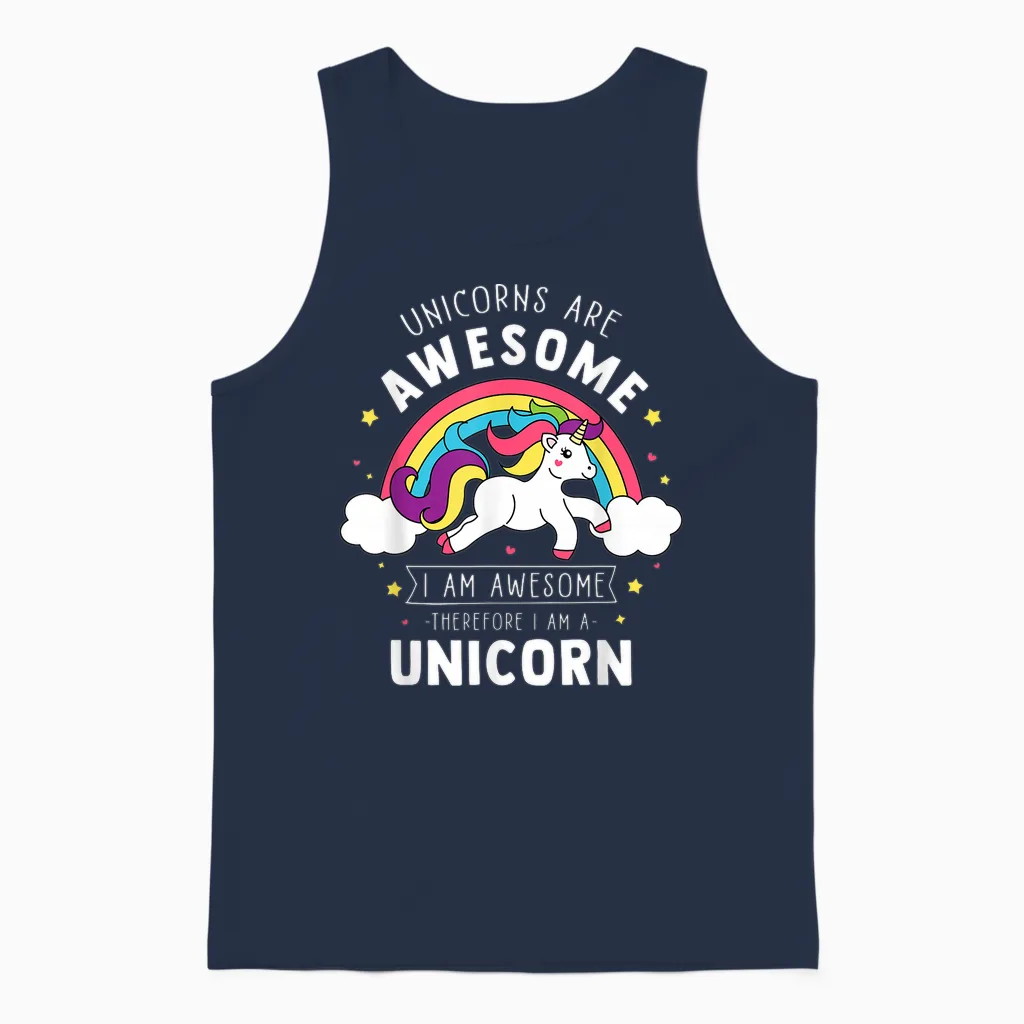Unicorns Are Awesome I'm a Unicorn - Funny Rainbow Gift T-Shirt Small Unisex Tank Top in Navy
