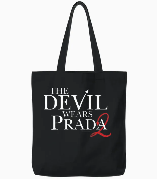 The Devil Wears Prada 2 Official Logo 2 as Red Devil's Tail Tote Bags in Black
