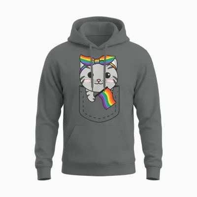 Regenbogen Flagge Pride Monat Lgbtq Regenbogen Katze Unisex Hoodie - Graphite Heather
