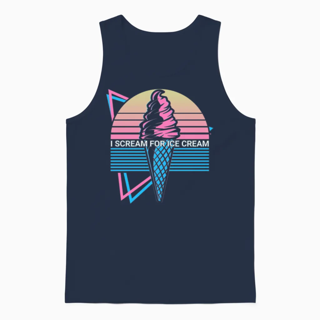 Ice Cream Retro Unisex Tank Top in Navy