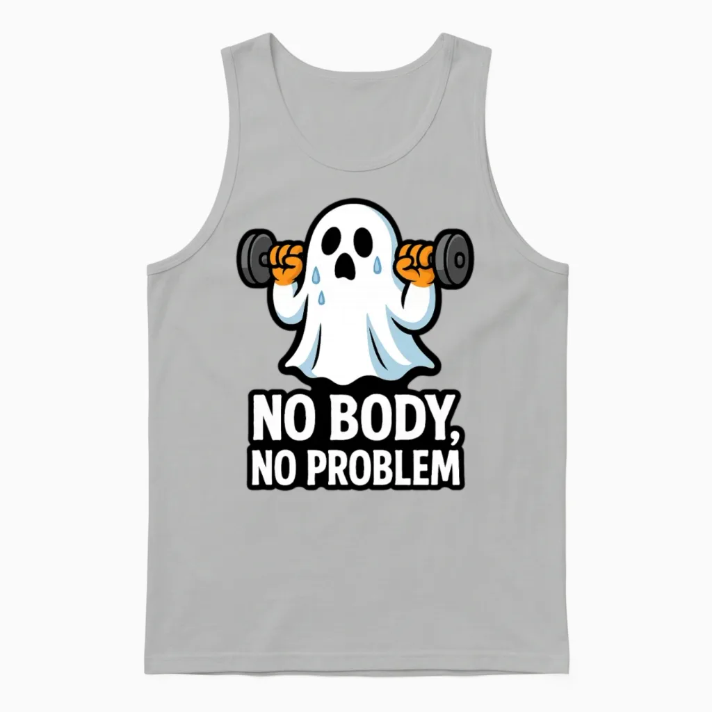 Halloween Gym Ghost - No Body No Problem Unisex Tank Top in Ash