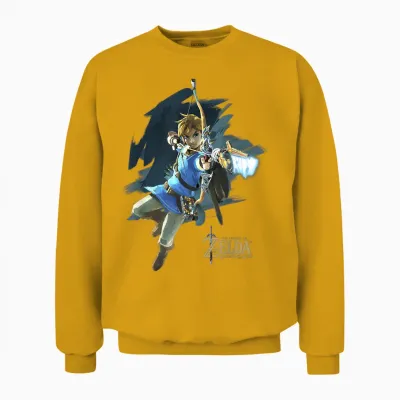 Legend of Zelda Breath of the Wild Link Archer Jump Shot C1 Unisex Sweatshirt - Gold