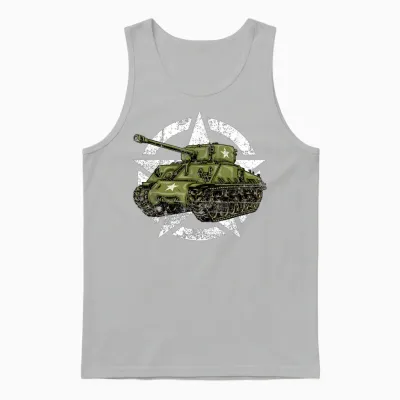 Sherman M4 World War 2 Army Tank Vintage Tank a Military Boy Unisex Tank Top - Ash
