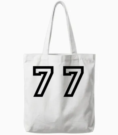 Number - 77 - Seventy Seven Tote Bags - White