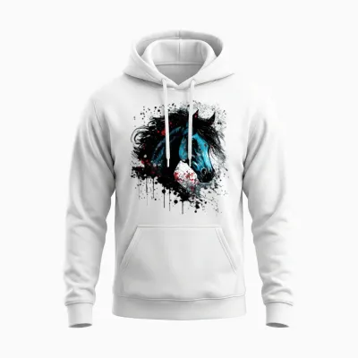 Ink Splatter Horse Unisex Hoodie - White