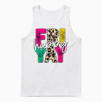 Happy Friyay Teacher Shirt Cute Teacher Fashion Fri-Yay Unisex Tank Top - White