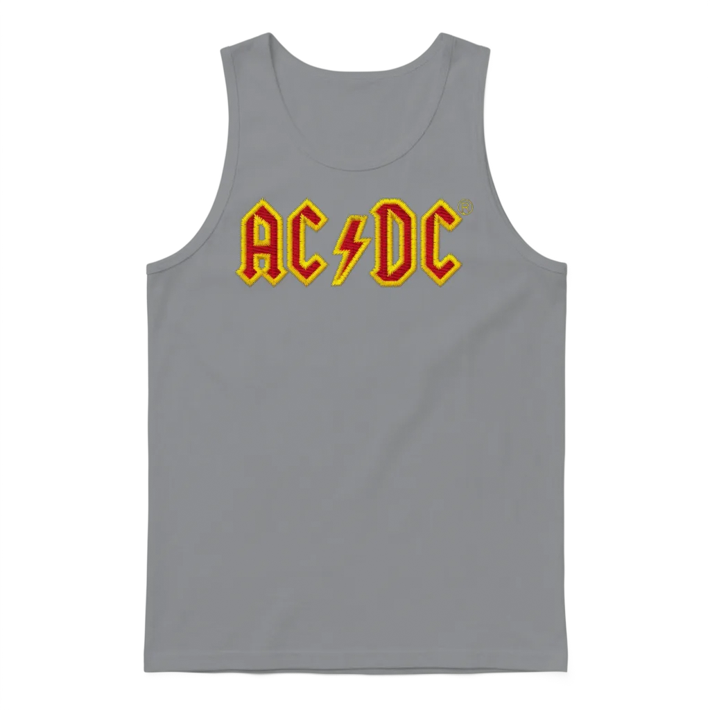 Ac/dc Chest Logo in Red and Yellow Unisex Tank Top - Sport Grey