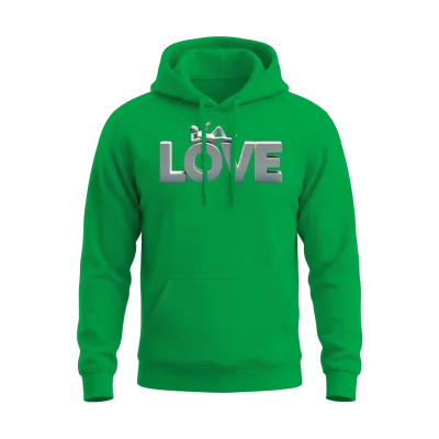3d Love Typography with Creative Design Unisex Hoodie - Irish Green