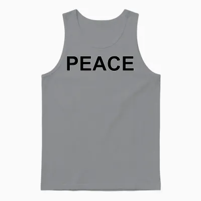 Peace Large Police in Black with White Edge Unisex Tank Top - Sport Grey