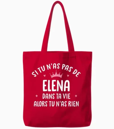 Wife Girlfriend Humour Gift Personalized Name Elena T-Shirt, Black Tote Bags - Red